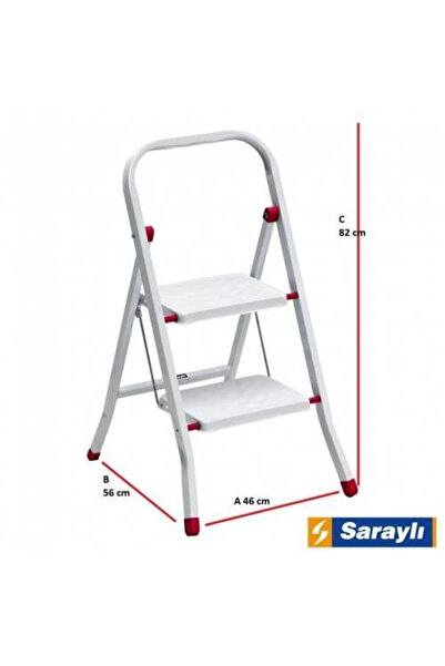 Genel Markalar Saraylı Pratik Metal Merdiven Beyaz 2 Basamaklı