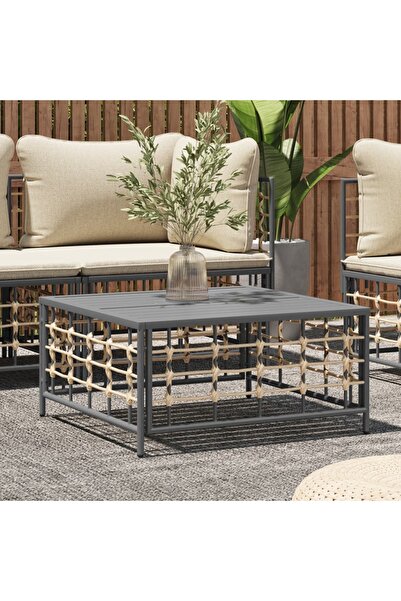 Concept Τραπέζι κήπου, ανθρακί, 70 x 70 x 34 cm, πολυρατάν