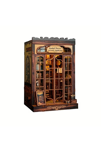 WoodenThings Vintage Özel Kitaplık Book Nook Minyatür Model – LED Işıklı DIY ...