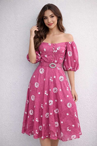 TOP BERLANTY فستان "ماكسي" بلون الفوشيا الساحر - أناقة ريفية بلمسة عصرية