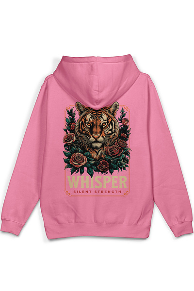 Overoz سويت شيرت Whisper Kaplan Back مطبوع بغطاء رأس نصف أوفر سايز باللون الو...