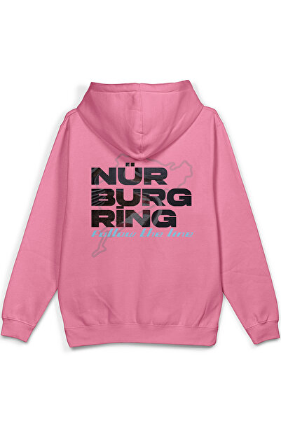 Overoz Nürburgring Race Track Car Back Printed Hooded Semi Oversized Sweatshi...