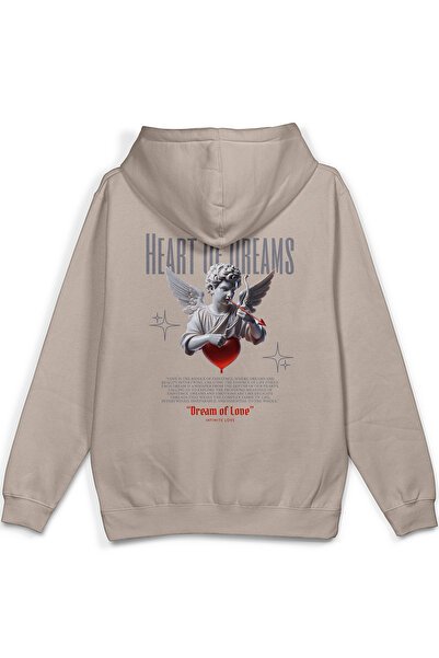 Overoz سويت شيرت Melek Heart Of Dreams مقاس مطبوع بغطاء رأس نصف أوفر سايز هود...