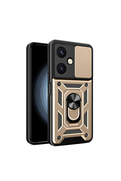 cepmoda حافظة VIVO "Y27" ذات الطبقة المزدوجة - حلقة، حامل، غطاء منزلق للكامير...