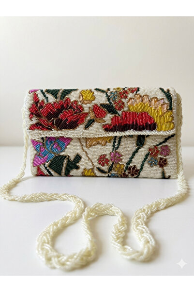 Generic Handmade Floral Beaded Clutch Bag