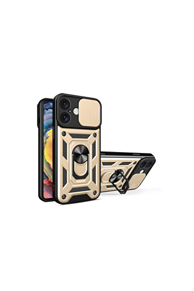 cepmoda iPhone "16" Double Layer Tank Case - Ring, Stand, Camera Slider [Gold]
