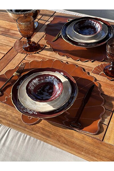 ref crea Monarch 2Li Leather Placemat Taba