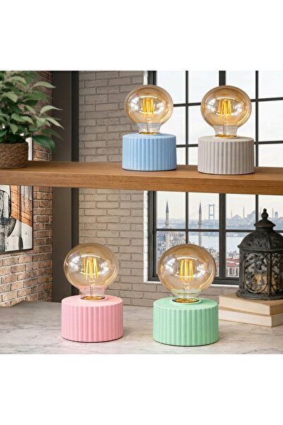 Wolawood Ampül Şeklinde Pilli Retro Led Masa Lambası Vintage Ruhlu Dekoratif ...