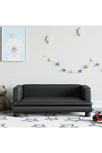 Concept Παιδικός καναπές, μαύρος, 80x45x30 cm, οικολογικό Δερμάτινο