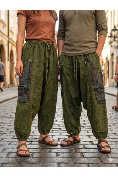 AYASOFYA OTANTIK Unisex Nepalese Ethnic Authentic Cargo Pocket Casual Bohemia...