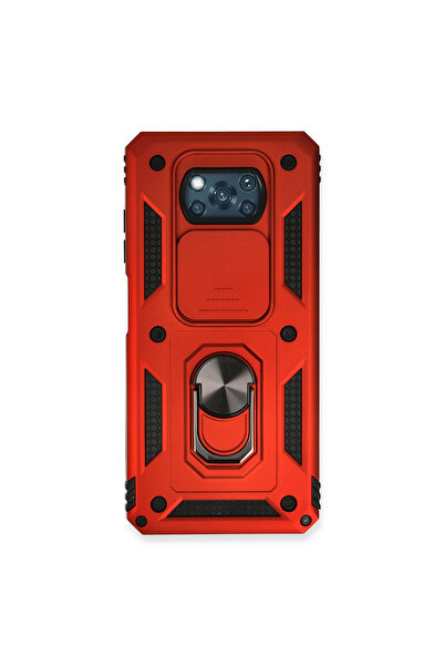 cepmoda حافظة POCO "X3" ذات الطبقة المزدوجة - مع حلقة وحامل وكاميرا منزلقة [أ...