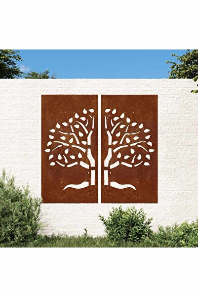 Concept Διακοσμητικά τοίχου κήπου 2 τεμ. Σχέδιο δέντρου από ατσάλι 105x55 εκ.