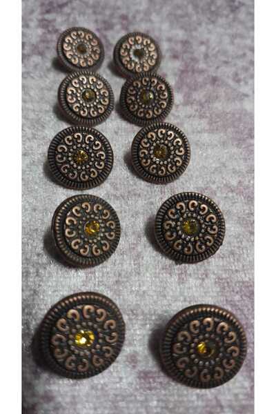 ILCARE Antique Copper Stone Button 18 Size 15 mm 10 Pieces