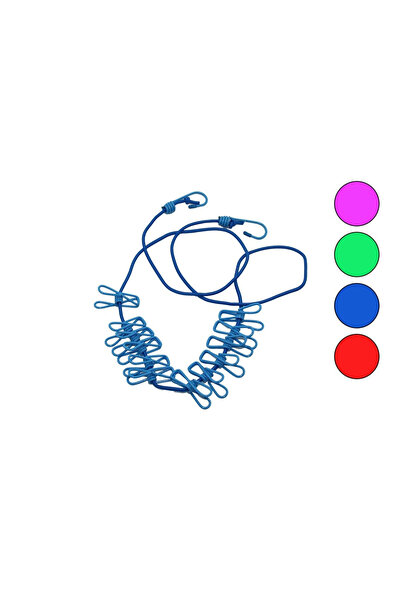 shopwave حبل غسيل ملون = 150 سم - 280 سم، 12 قطعة مع مشابك معدنية BRKT-910316...