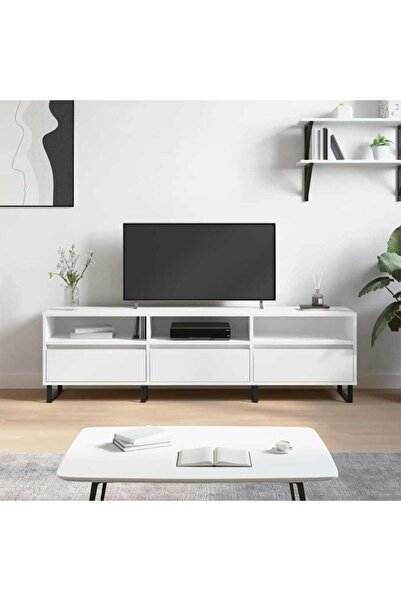 Concept Comodă TV, alb, 150x30x44,5 cm, lemn prelucrat