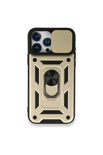 cepmoda iPhone "15 Pro" Dual Layer Tank Case - Ring, Stand, Camera Slider [Gold]
