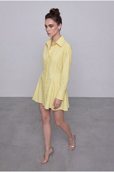 MareandCo Gömlek Yaka Bel oturtmalı Kloş Kesim Tunik Elbise