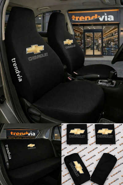 trivexa Chevrolet Logolu Oto Koltuk Kılıfı Ön Arka Set – Penye Universal Kolt...