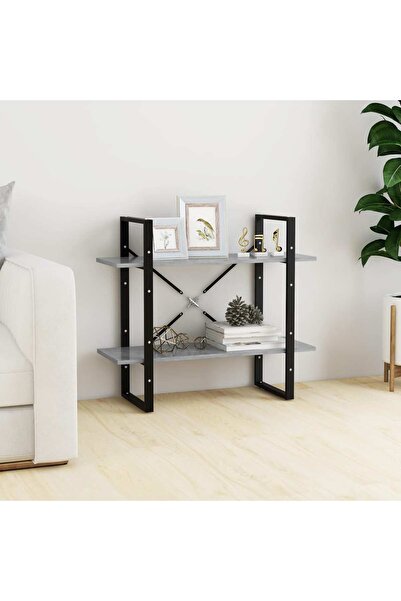 Concept Bibliotecă cu 2 rafturi, gri beton, 80x30x70 cm, PAL