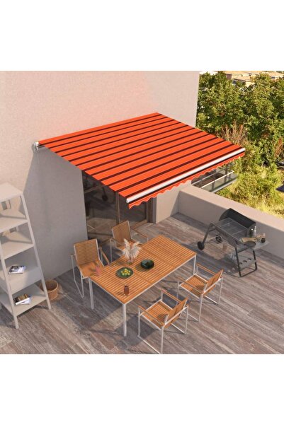 Concept Copertină retractabilă manual, portocaliu și maro, 450x350 cm