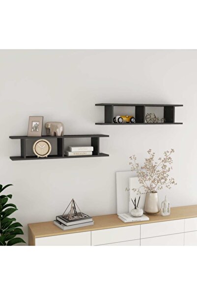 Concept Rafturi de perete, 2 buc, gri lucios, 90x18x20 cm, PAL