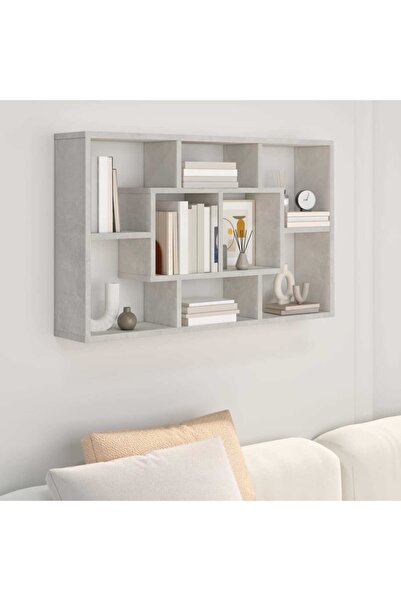 Concept Raft de perete, gri beton, 85x16x52,5 cm, lemn compozit