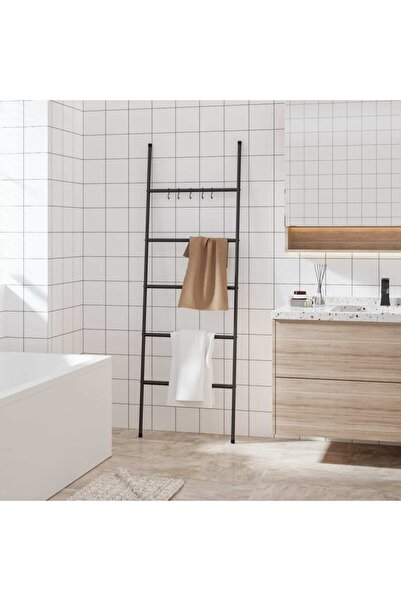Concept Стълба за закачалка за кърпи, 5 нива, черна, 58x175 см, желязо