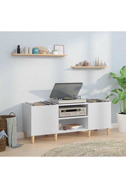 Concept Comodă discuri, alb, 121x38x48 cm, lemn prelucrat