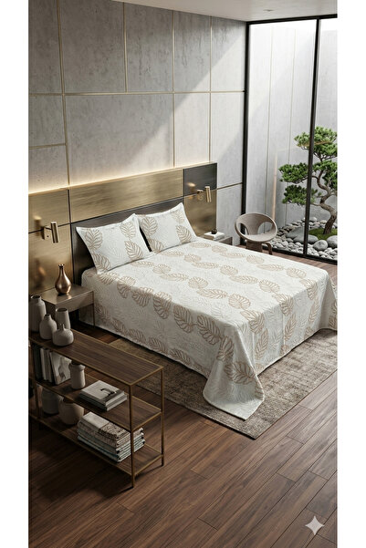AYBERK HOME TEXTİLE Çinar Pique Bedspread Set Şonil Embroidered 3-Piece Set