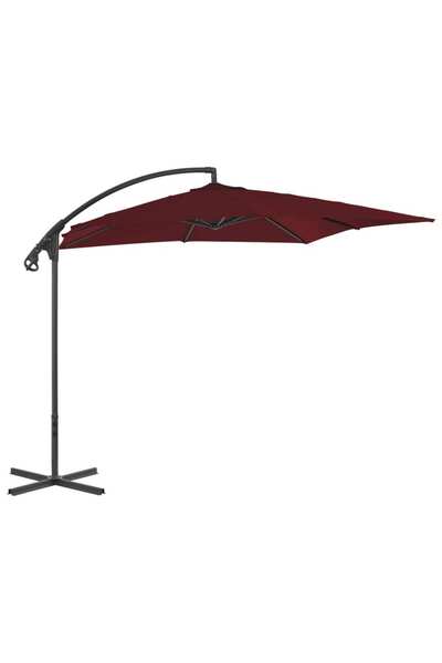 Concept Umbrelă suspendată cu stâlp din oțel, bordo, 250 x 250 cm