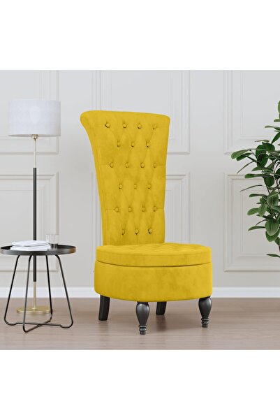 Concept High-back armchair, yellow, Velvet, button design