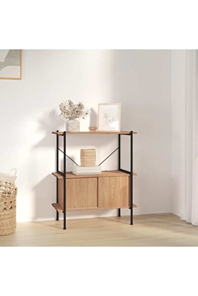 Concept Unitate rafturi cu 3 niveluri și dulap, 80x40x92 cm, oțel/ lemn