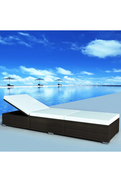 Concept Șezlong de plajă cu pernă, maro, poliratan