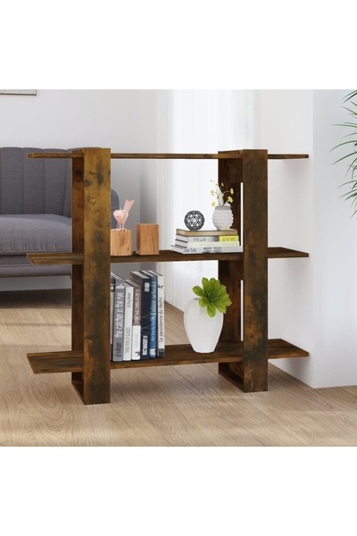 Concept Bibliotecă/Separator cameră, stejar fumuriu, 100x30x87 cm