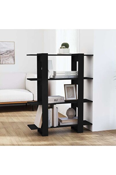 Concept Bibliotecă/Separator cameră, negru, 100x30x123,5 cm