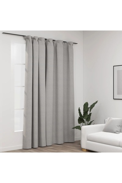 Concept Κουρτίνα φόντου που Αδιαφανές , σε Λινό όψη, γκρι, 290 x 245 cm, με γ...