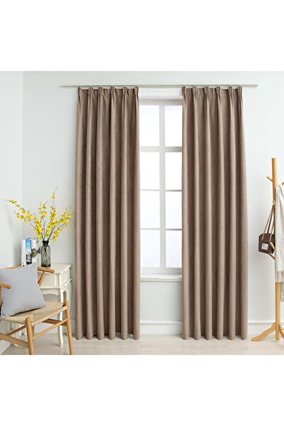 Concept Κουρτίνες συσκότισης με γάντζους, 2 τεμ., μπεζ γκρι, 140 x 175 εκ.