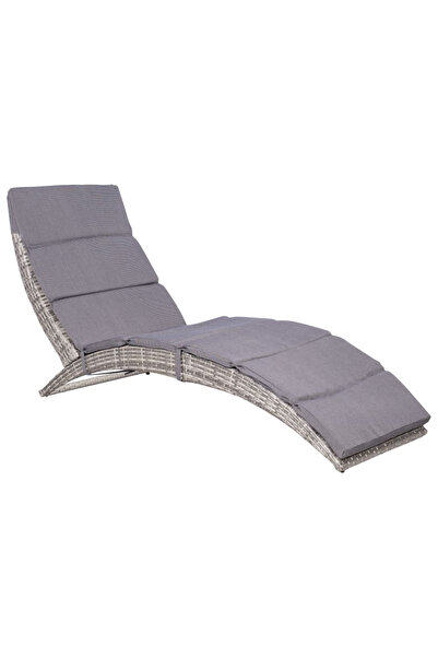 Concept Πτυσσόμενη ξαπλώστρα θαλάσσης με Μαξιλάρι, γκρι, πολυρατάν