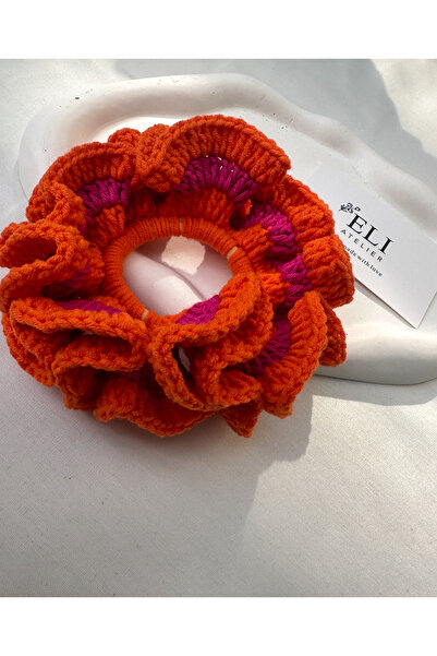 Eli baby handmade Örgü lastik toka pembe/turuncu