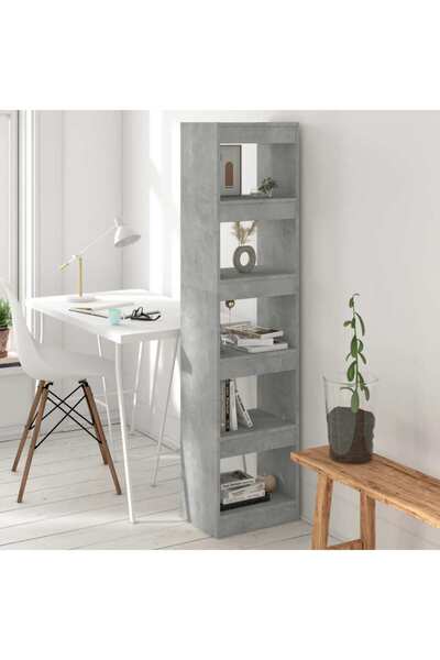 Concept Bibliotecă/Separator cameră, gri beton, 40x30x166 cm