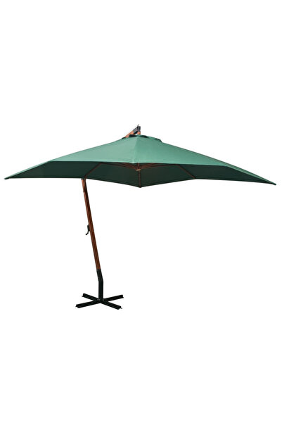 Concept Umbrelă de soare suspendată, stâlp de lemn, 300x300 cm, verde