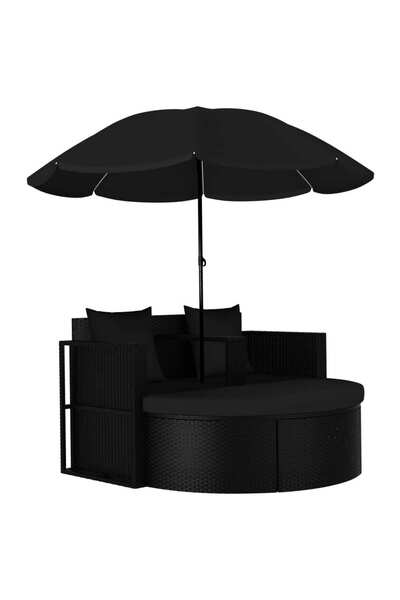 Concept Κρεβάτι κήπου με ομπρέλα, μαύρο, πολυρατάν