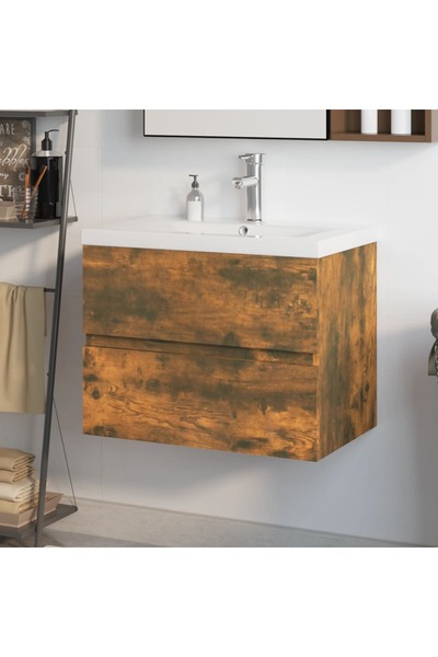 Concept Dulap chiuvetă bazin încorporat stejar fumuriu lemn prelucrat