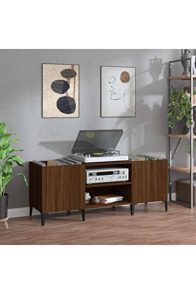 Concept Dulap pentru discuri stejar maro, 121x38x48 cm, lemn prelucrat