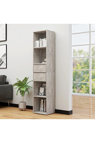 Concept Βιβλιοθήκη, γκρι χρώματος τσιμέντου, 36 x 30 x 171 cm, μοριοσανίδα