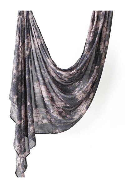 Generic وشاح شيفون نسائي رمادي وردي ذهبي معدني بنقشة متشققة | شال حجاب خفيف ل...