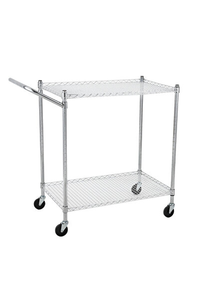 Garvee Heavy Duty 2-Tier Metal Utility Cart for Office–Rolling Storage Trolle...