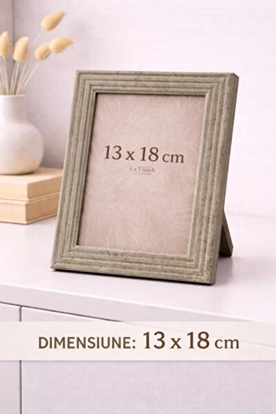 OEM Elegant photo frame with Striped design, Matt gray, for desk and wall - 1...