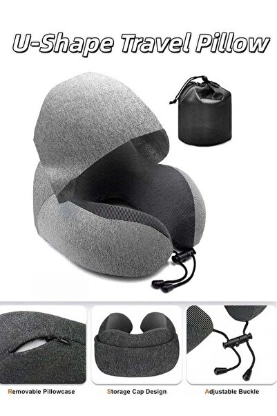 Generic U-Shaped Pillow With Cap,Travel Storage Portable Memory Cotton Hooded...