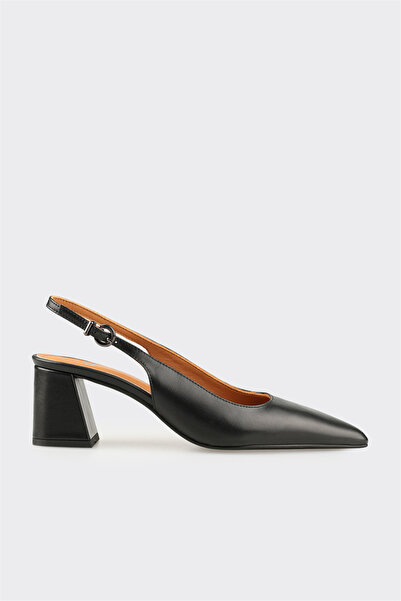 Elle Shoes Siyah Deri Kadın Topuklu Ayakkabı